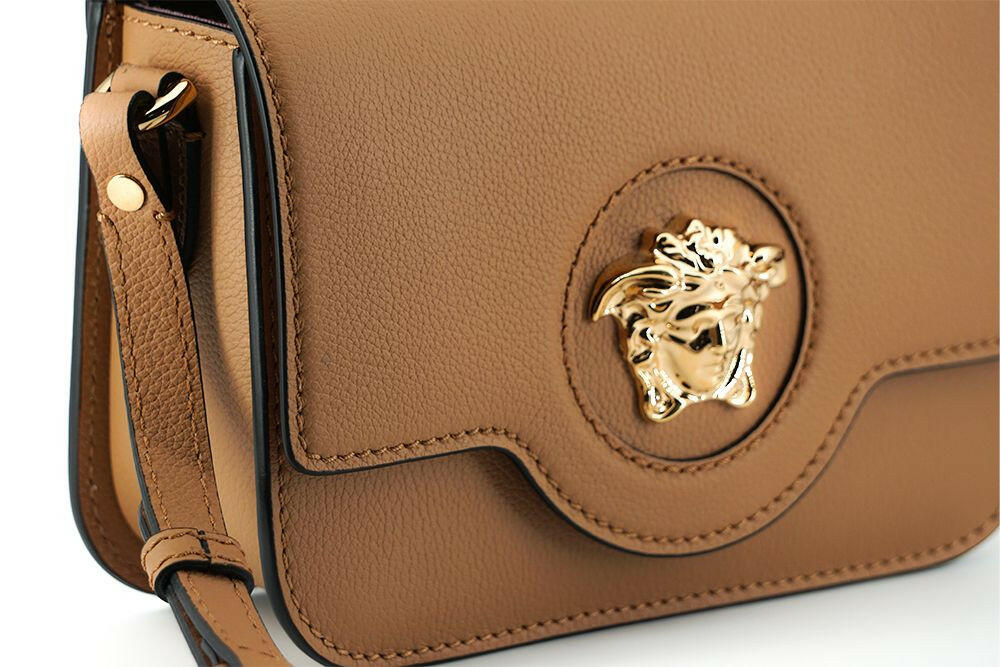 Versace Schultertasche aus braunem Kalbsleder