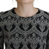 Dolce & Gabbana Black Gray Jacquard Sheath Bodycon Dress