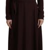 Dolce & Gabbana Brown Wrap Long Sleeve Midi Stretch Dress