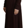Dolce & Gabbana Brown Wrap Long Sleeve Midi Stretch Dress