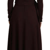 Dolce & Gabbana Brown Wrap Long Sleeve Midi Stretch Dress