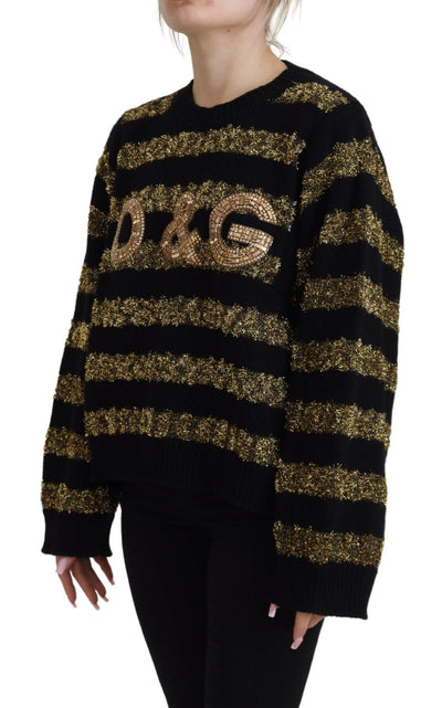Dolce & Gabbana Black Gold D&G Crystal Cashmere Sweater
