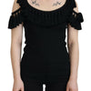 Dolce & Gabbana Black Tank Top Blouse Tassle Cotton Blouse