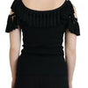 Dolce & Gabbana Black Tank Top Blouse Tassle Cotton Blouse