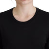 Dolce &amp; Gabbana Schwarze T-Shirt-Bluse mit Quasten aus Baumwolle