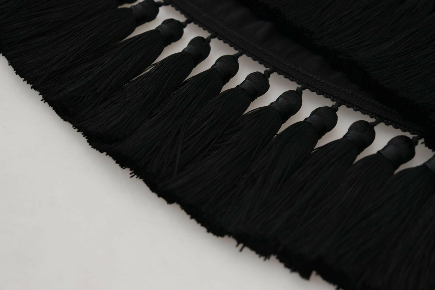 Dolce &amp; Gabbana Schwarze T-Shirt-Bluse mit Quasten aus Baumwolle