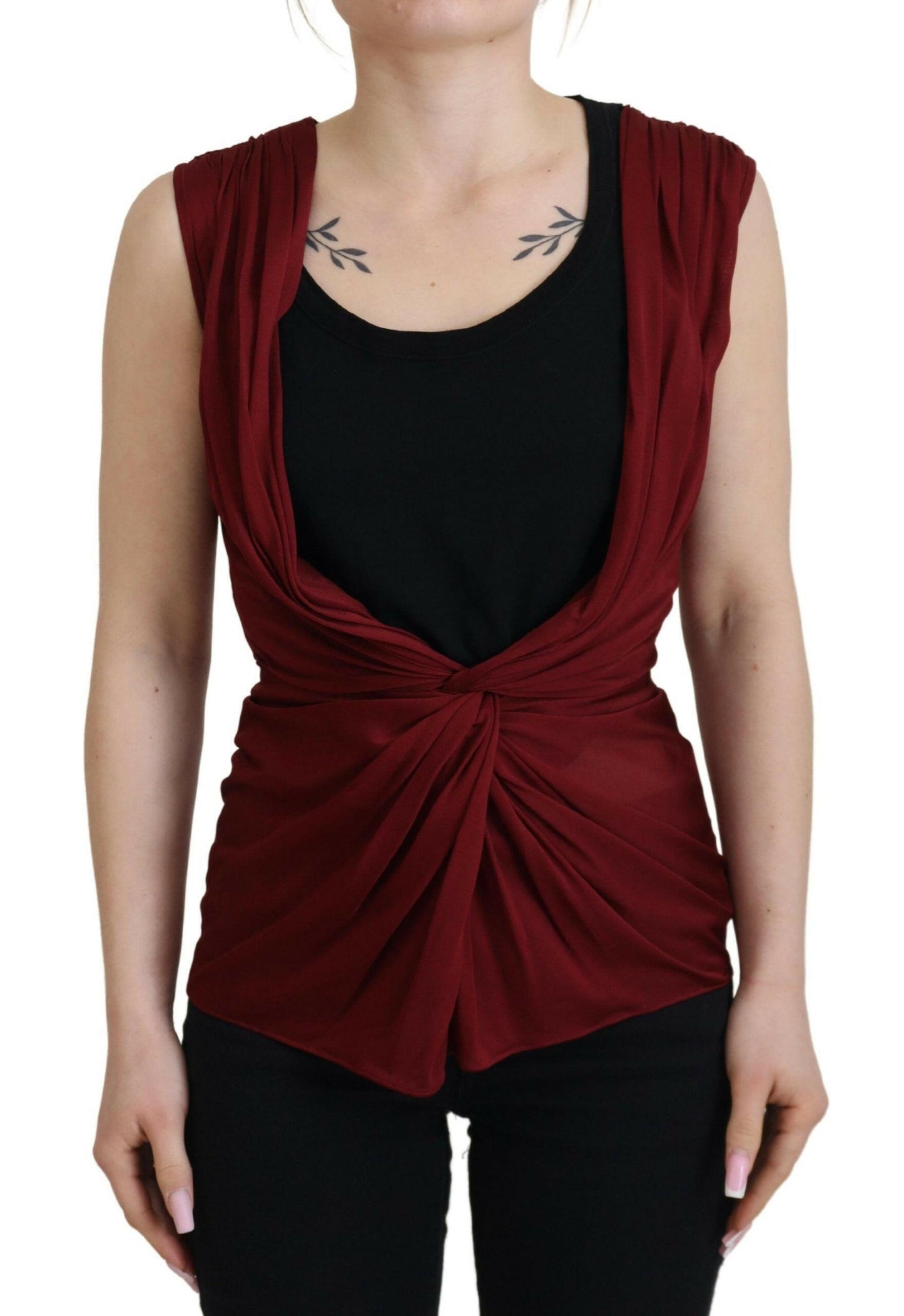 Dolce & Gabbana Bordeaux Silk Stretch Top Vest Blouse