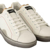 Dolce & Gabbana White Gold Leather Low Top Sneakers Casual Shoes