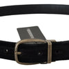 Dolce & Gabbana Black Velvet Leather Antique Metal Buckle