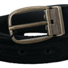 Dolce & Gabbana Black Velvet Leather Antique Metal Buckle