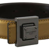 Dolce & Gabbana Gold Leather Silver Square Metal Buckle Belt
