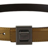 Dolce & Gabbana Gold Leather Silver Square Metal Buckle Belt