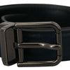 Dolce & Gabbana Blue Leather Silver Metal Buckle Vintage Belt