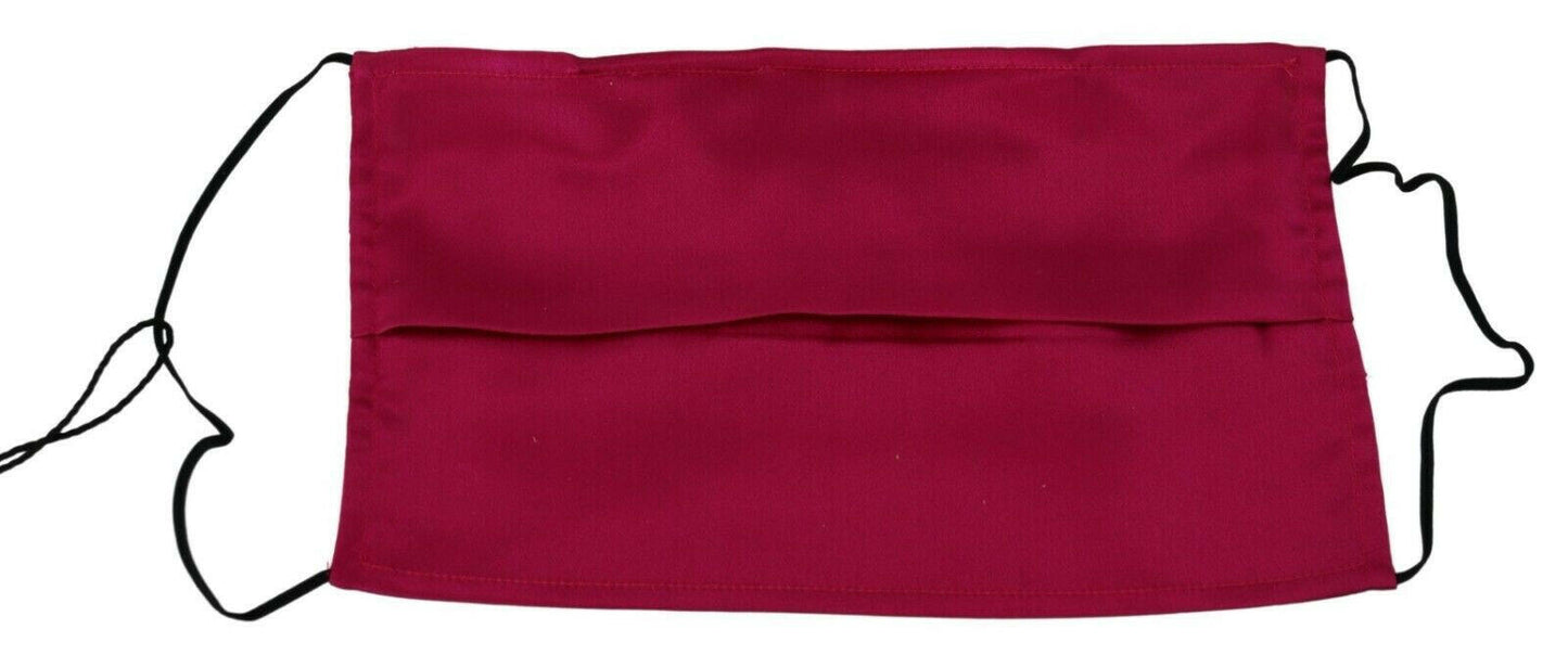 Dolce & Gabbana Maroon Silk Pleated Elastic Ear Strap One Size Face Mask