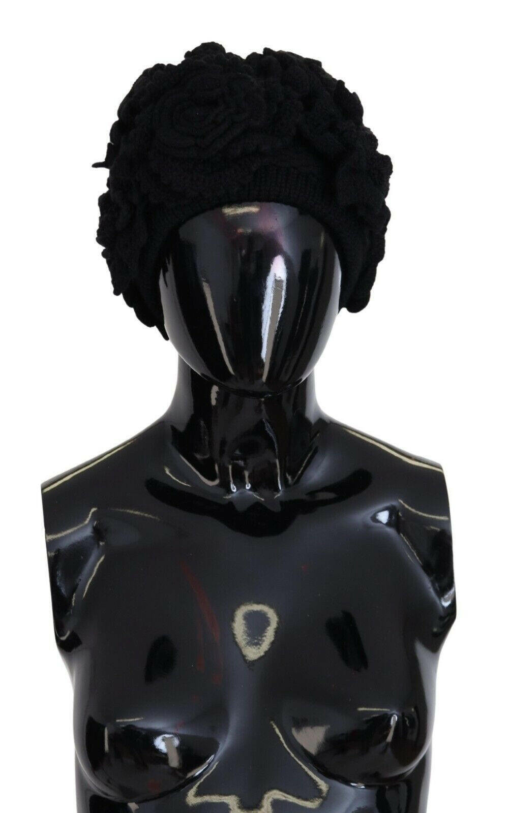 Bonnet élégant en laine vierge noire Dolce &amp; Gabbana