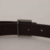 Dolce & Gabbana Gold Leather Silver Square Metal Buckle Belt