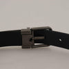 Dolce & Gabbana Blue Leather Silver Metal Buckle Vintage Belt
