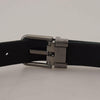 Dolce & Gabbana Blue Jacquard Moire Silver Metal Belt Men