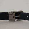 Dolce & Gabbana Blue Jacquard Stripe Silver Buckle Belt