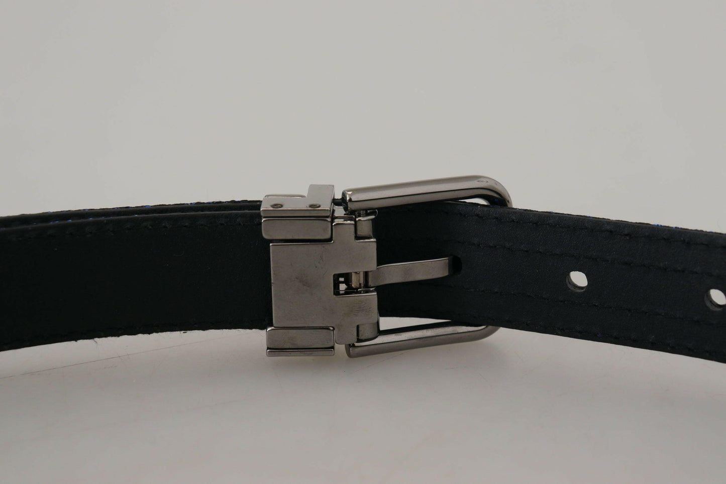 Dolce & Gabbana Blue Jacquard Stripe Silver Buckle Belt