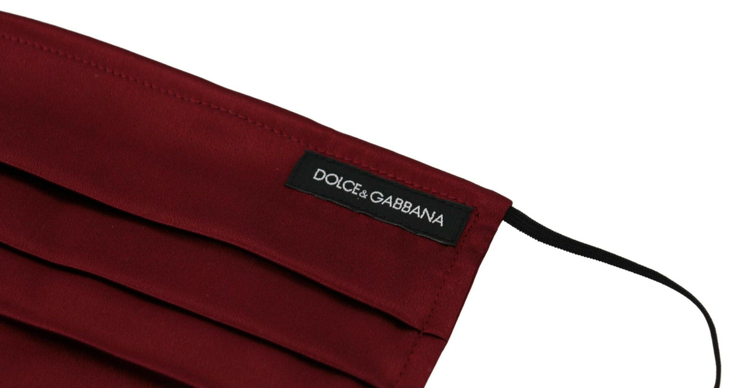 Dolce &amp; Gabbana – Kastanienbraune Gesichtsmaske aus plissierter Seide mit elastischem Ohrband, Einheitsgröße