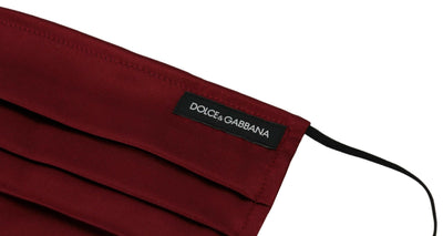 Dolce & Gabbana Maroon Silk Pleated Elastic Ear Strap One Size Face Mask