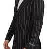 Dolce & Gabbana Black Stripes Viscose Double Breasted Blazer