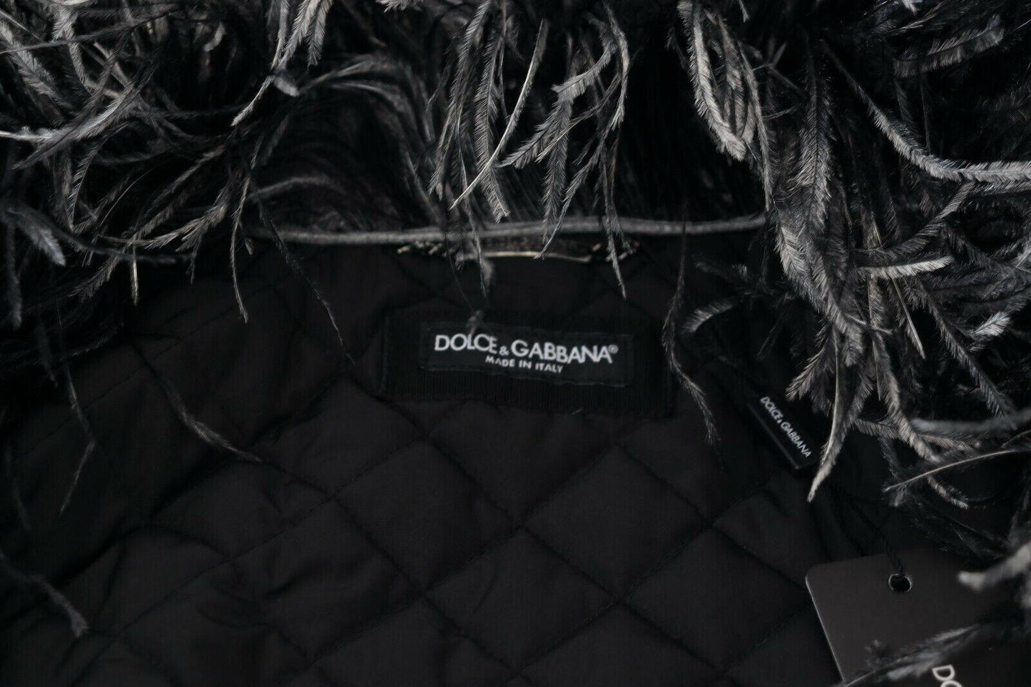 Dolce & Gabbana Black White Fur Shearling Full Zip Jacket