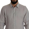 Chemise élégante en lin gris coupe slim Dolce &amp; Gabbana