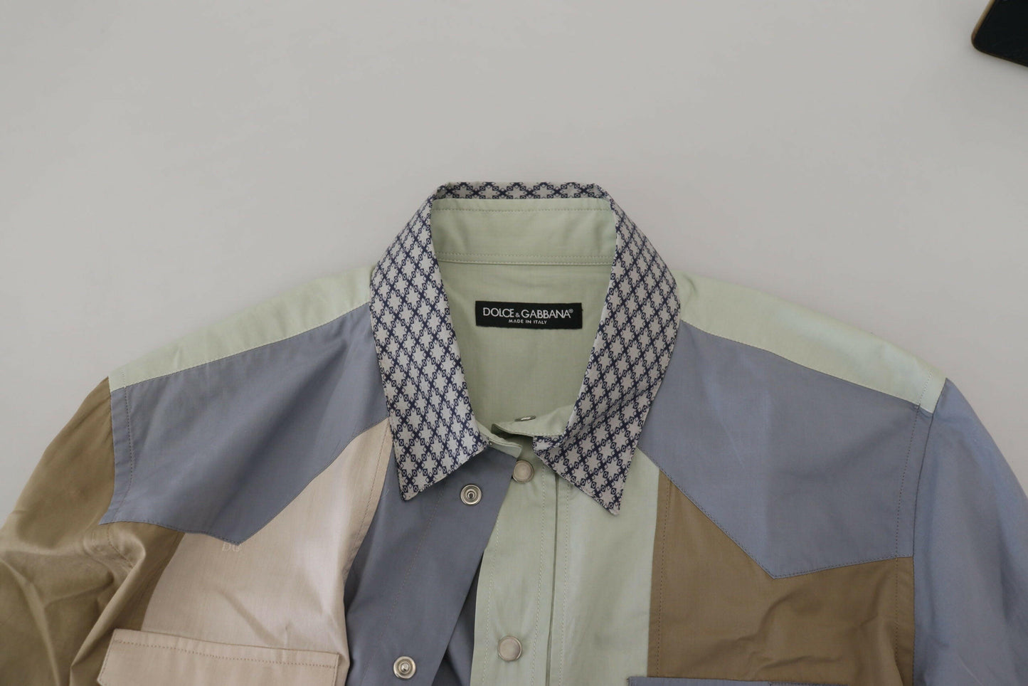 Dolce &amp; Gabbana Mehrfarbiges schmales Baumwoll-Patchwork-Hemd