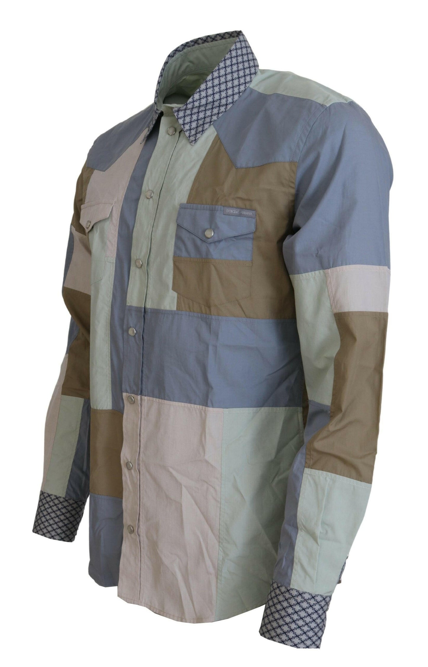 Dolce &amp; Gabbana Mehrfarbiges schmales Baumwoll-Patchwork-Hemd