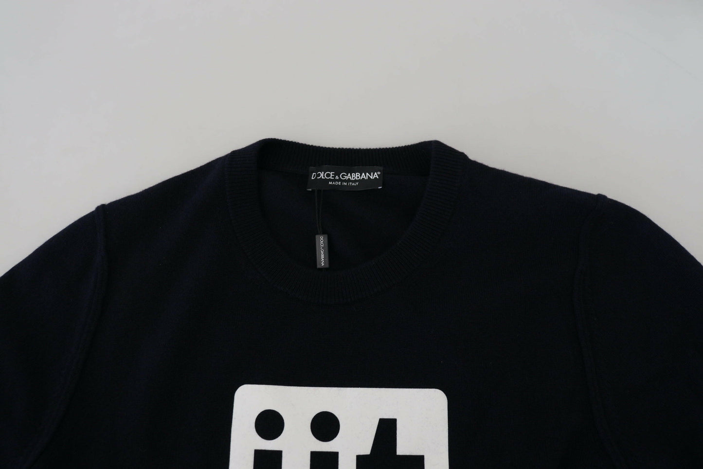 Dolce &amp; Gabbana Blauer Kaschmirpullover mit iit-Print