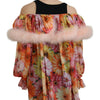 Dolce &amp; Gabbana – Mehrfarbiges Blusenoberteil aus geblümtem Pelz und Lammfell