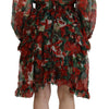 Dolce &amp; Gabbana – Mehrfarbiges, knielanges A-Linien-Kleid in Geranienoptik