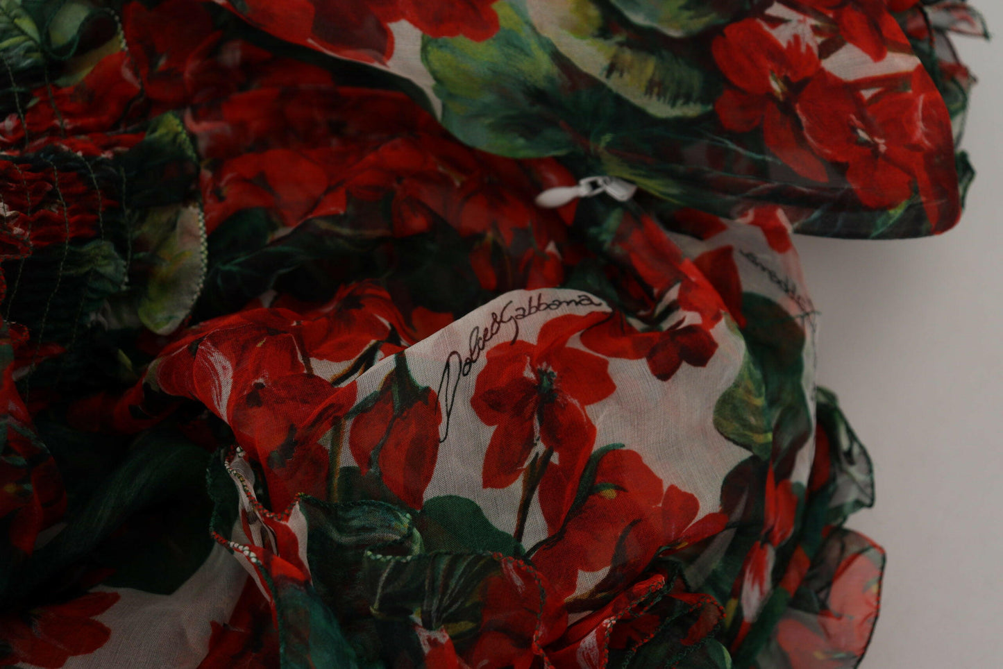 Dolce &amp; Gabbana – Mehrfarbiges, knielanges A-Linien-Kleid in Geranienoptik