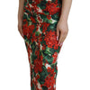Dolce & Gabbana Multicolor Geranium Silk Sheath Midi Dress
