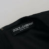 Dolce &amp; Gabbana – Schwarzes A-Linien-Kleid mit halblangen Ärmeln und Spitzenbesatz