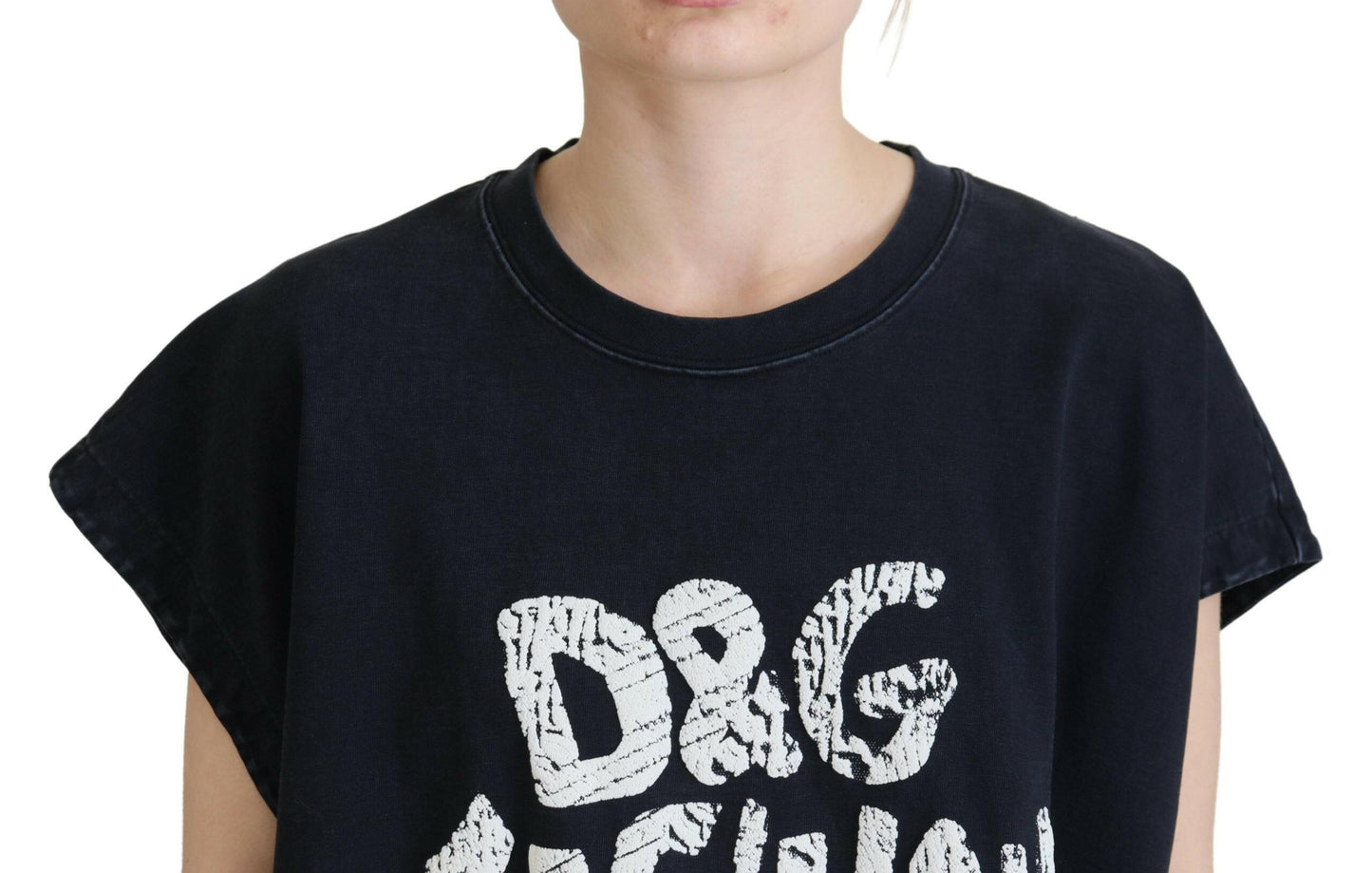 T-shirt élégant à col rond en coton Dolce &amp; Gabbana avec imprimé
