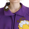 Dolce &amp; Gabbana Lilafarbener Baumwollpullover mit Blumendruck