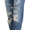 Dolce & Gabbana Blue Washed Cotton Tattered Denim Jeans
