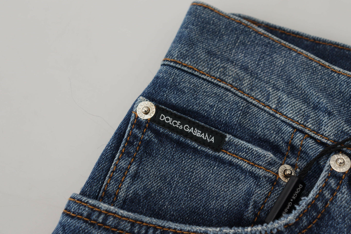 Dolce &amp; Gabbana – Blau karierte Skinny-Jeans