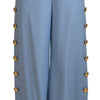 Dolce &amp; Gabbana Hellblaue Hose mit weitem Bein und Knöpfen