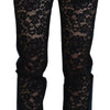 Dolce & Gabbana Black Floral Lace Front Skinny Denim Jeans