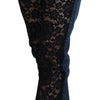 Dolce & Gabbana Black Floral Lace Front Skinny Denim Jeans