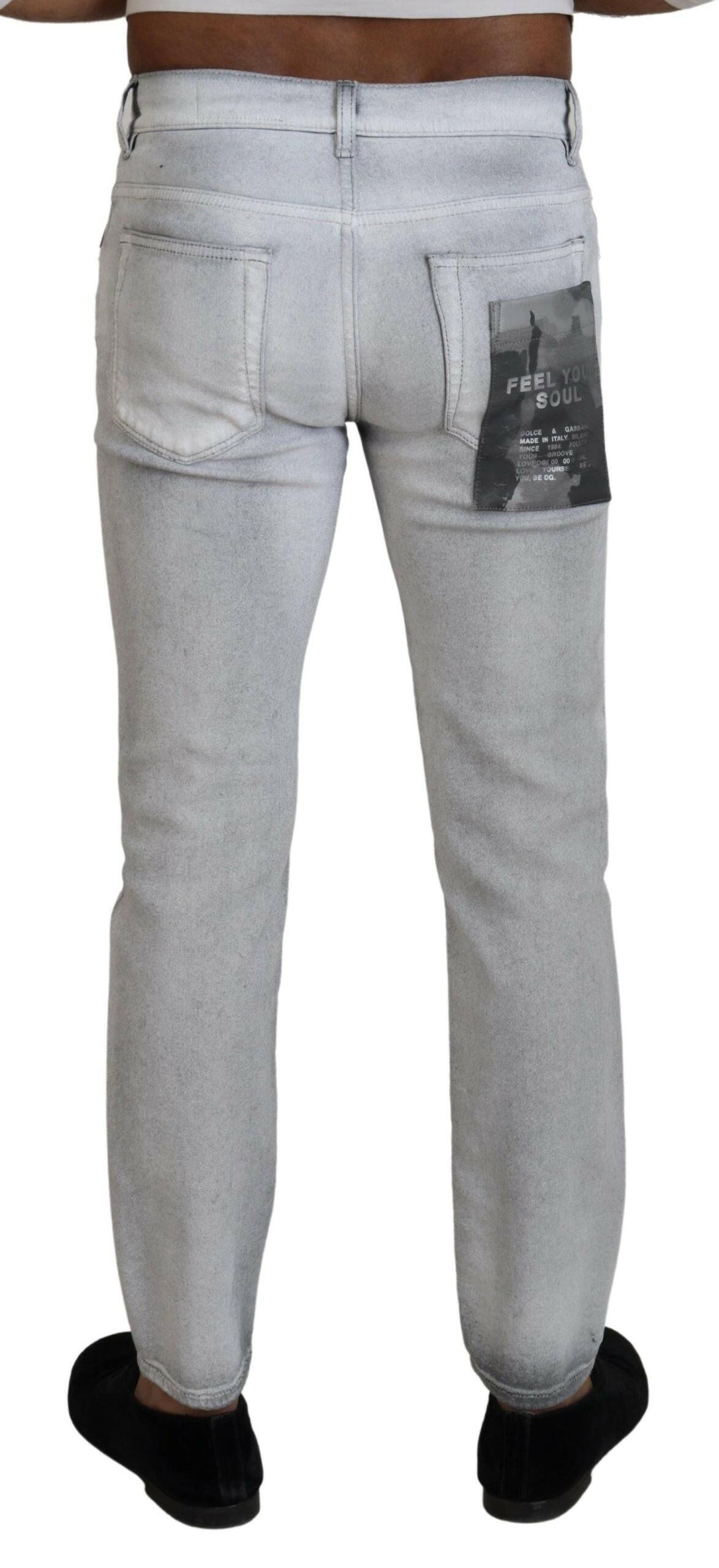 Dolce & Gabbana Gray Washed Skinny Men Denim Jeans