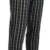 BENCIVENGA Black Checkered Cotton Casual Pants