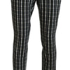 BENCIVENGA Black Checkered Cotton Casual Pants