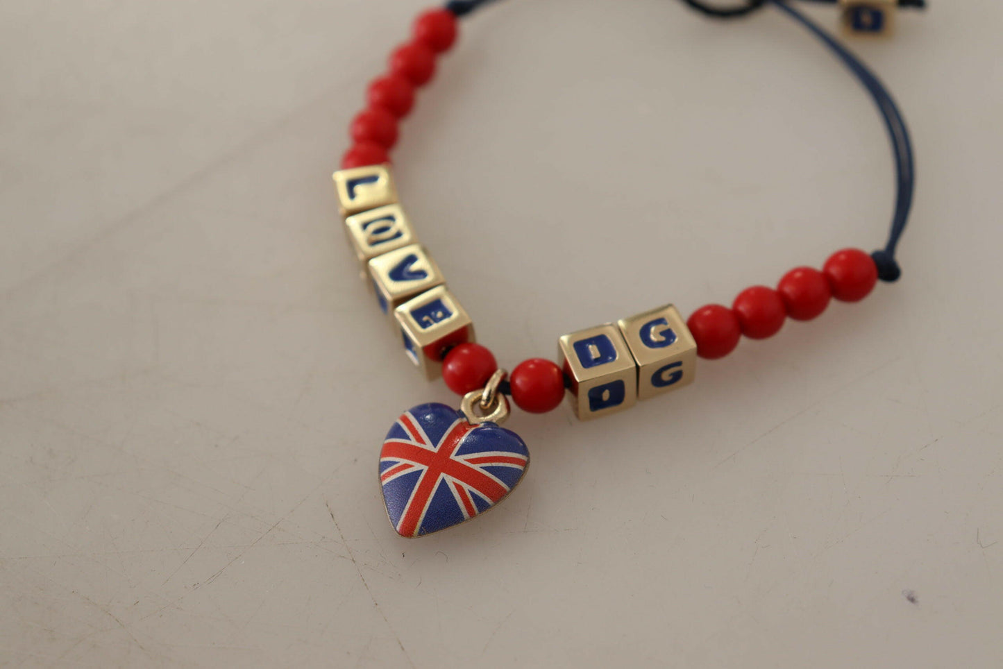 Dolce & Gabbana Red Blue Beaded DG LOVES LONDON Flag Branded Bracelet