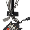 Dolce & Gabbana Black Prince Studs Logo Silver Brass Keychain