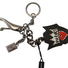 Dolce & Gabbana Black Prince Studs Logo Silver Brass Keychain